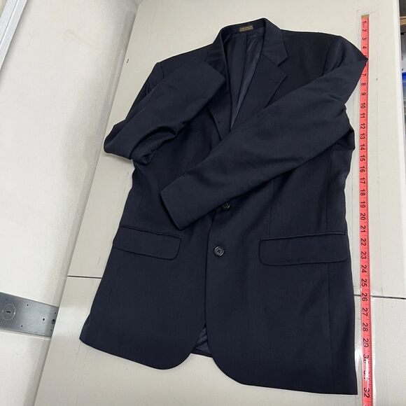 Stafford 100% Wool Herringbone Blazer Men’s 40R Navy Sport Coat Work Classic - Picture 15 of 16
